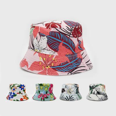 China Sun Shading Customized Series Fashionable Women's Flower Hibiscus Fisherman's Double Sided Hat. for sale