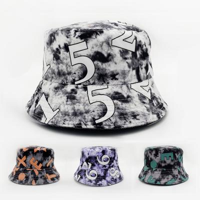 China Custom Universal Sun Protection Tie Dye Printing Digital Four Seasons Sunscreen Double Sided Bucket Hat for sale