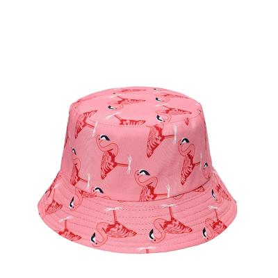 China Breathable Sun Protection Bucket Hat Cartoon Flamingo European and American Mask Hat Basin Wind Sunscreen Hat for sale