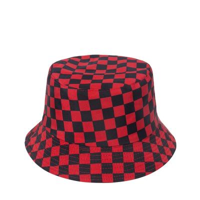 China Sun protection fashion small chess board can be customized, printed polyester cotton fisherman bucket hat for sale