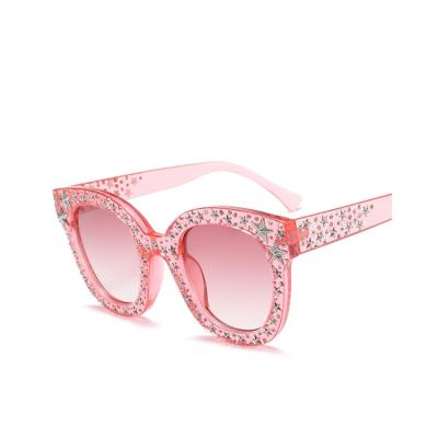 China Brand 7 own sunglasses professional manufacturer of unique crystal colors star women's fashion sunglasses for sale