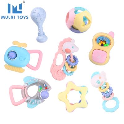 China Toy High quality soft environmental safety baby rattles teether shaker grab and spin rattle toy set for early educational for sale