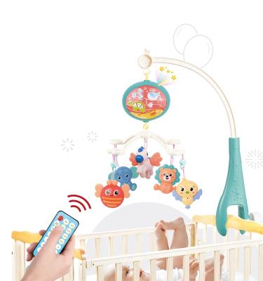 China Hot Selling Plastic Remote Control Crib Mobile Music and Bedside Light Bell for Newborn Babies Rotating Projection Bedside Bell for sale