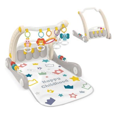 China Plastic 2 in 1 Piano Keyboard Mat Baby Fitness Stand Kids Activity Piano and Baby Walker for sale