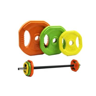 China Hot Sale Yoga Club Colorful Adjustable 20kg Barbell Set PU Barbell 10kg Weight Set Dumbbell Barbell for sale