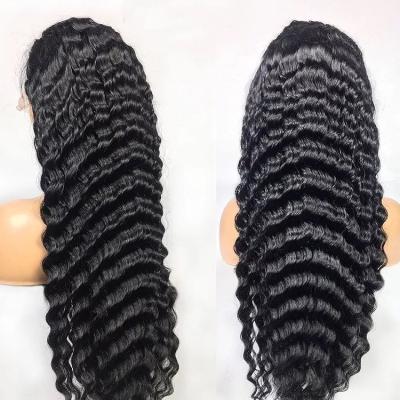 China Hot Selling Raw Brazilian Deep Wave Wig 180% Virgin Hair 4x4 Density Lace Closure Wigs Factory Supplier for sale