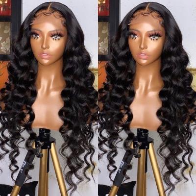 China Cheap Deep Wave Peruvian Human Hair Loose Deep Wave T Part Hd Lace Frontal Wig 100% Indian Hair Wig For Black Women for sale