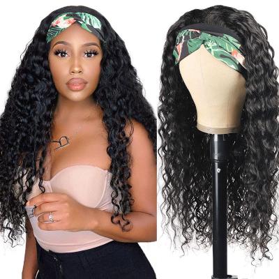 China Water Wave Cheap 2021 Trending Style 150% 180% 200% Density Headband Water Wave Full Machine Made Non Lace Hair Wigs For Black Women for sale