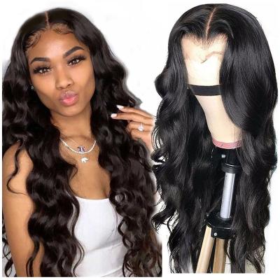 China Free Shipping Brazilian Virgin Hair Lace Closure Wigs 180 Density Body Wave Transparent Body Wave Frontal Hair Wigs For Black Women for sale