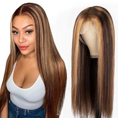 China Wholesale popular grade 12a silky straight wave cuticle aligned hair 4x4,13x5x1 13x4 HD lace up blonde highlights ladies hair wigs for black women for sale