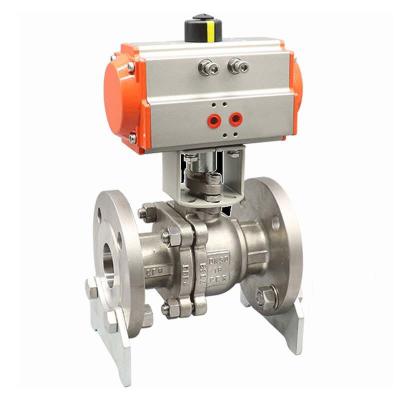 China PN16 DN15-DN100 Pneumatic Stainless Steel Flange Stainless Steel Ball Valve for sale