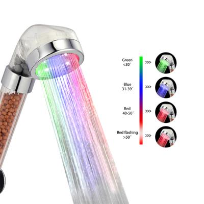 China Without Switch Bathroom Water Temperature Control ABS Rainfall Shower 3 Color LED Saving Shower Head for sale