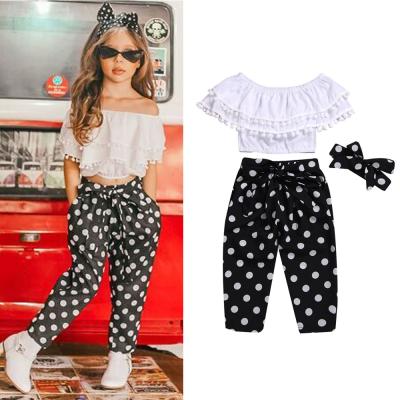 China 595 new girls summer 5t child casual clothes set kids bra tassel point top pants suit for sale