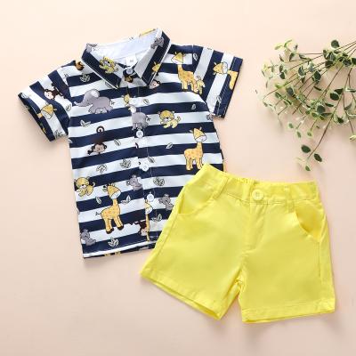 China 1621 New Boys Casual Summer Animal Short Sleeve Shirt Shorts Kids Clothing Set for sale