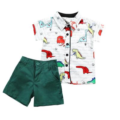 China 1582 Toddler Baby Boy Summer Dinosaur Infant Casual Short Sleeve Clothes Shirt Shorts Clothing Set for sale