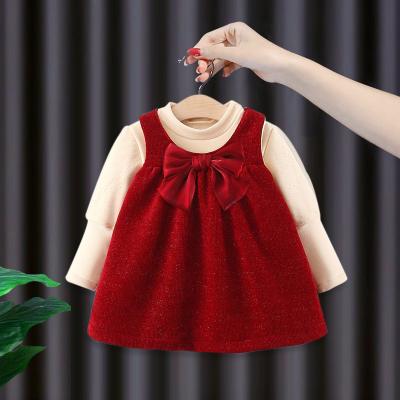 China 3476 Hot Selling Washable Long Short Sleeve Puff Dress Children Wear Baby Kids Girl Small Under 2 Years Skirt for sale