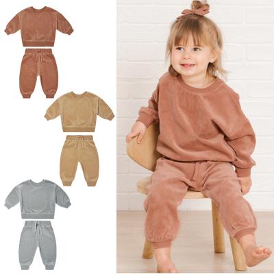 China 21660 2021 Breathable Fashionable Baby Clothing Sets Autumn Winter Kids Wear Winter Sweatshirt Boy Girls Children Clothing Set for sale