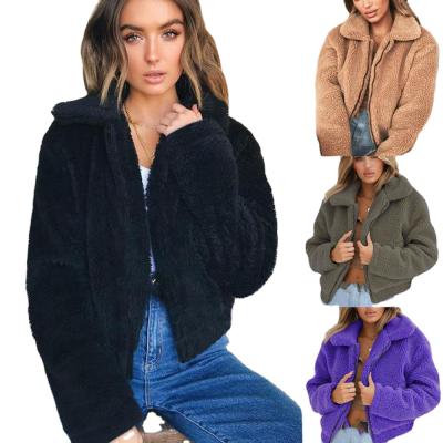 China Anti-Wrinkle 0068 Winter Faux Fur Coat Women 2021 Casual Warm Soft Fur Plus Size Jacket Fashion Zipper Plush Warm Outwear Faux Lamb Coats for sale