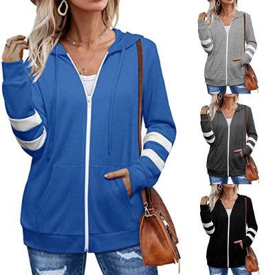 China Anti-wrinkle 9837 Hot Selling Custom Made 2021 Autumn Long Sleeve Casual Zipper Women's Hoodies for sale