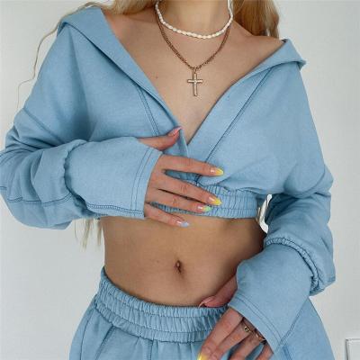 China L06059 Wholesale Anti-Wrinkle Women's High Quality Top Crop Hoodie Women's Crop Hoodies Top Pullover Hoodie for sale