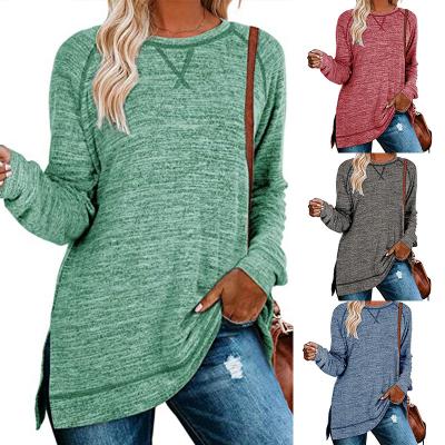 China Anti-pilling 5002 2021 Women's Solid Color Cute Fashion Cute Fashion Loose Round Neck Ladies Blouse for sale