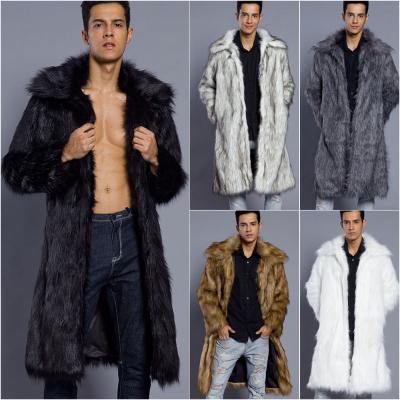 China 0794 Men's Faux Fur Coat Faux Fur Outwear Men's Punk Square Collar Jackets Mens Parka Warm Comfy Anorak for sale