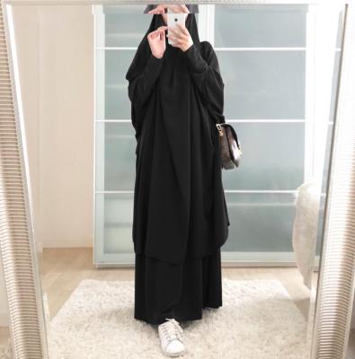 China Clothing 423 Custom Made Modest Ladies Big Swing Solid Color Long Dress Loose Skirt 2 Piece Dress Spring For Muslim Women ALY423 for sale