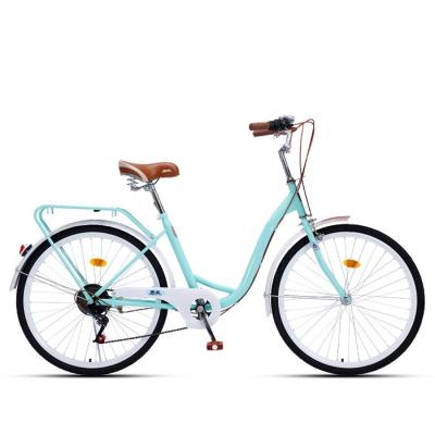 China HUC City Bike Bicycle 26inch Steel Bikes For Adults Bicycle Moped To Work Lady Walks Student Vintage City Bike for sale