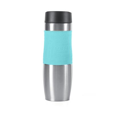 China PORTABLE Ready To Ship 480ML Food Grade Stainless Steel Vacuum Insulated Camping Mug For Coffee With Silicone Ring for sale