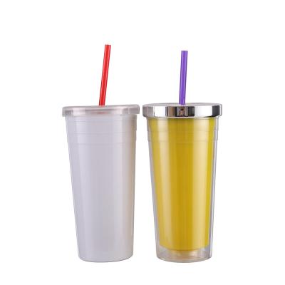 China Sustainable Wholesale Customized Plastic Water Bottles Travel Cup With Straw for sale