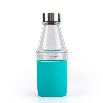 China Cheapest Sustainable 480ML AS Silicone Plastic Sleeve 2 In 1 Multi Functions Outdoors Travel Sports Water Flask And Water Cup for sale