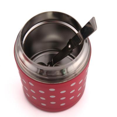 China 12OZ Double Wall Stainless Steel Food Jar Kids School Vacuum Soup Pot Mini Lunch Box With Folding Spoon for sale