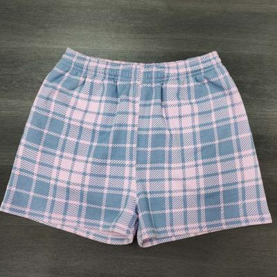 China 320g 80%cotton 20%polyester Women's Elastic Cord Control Fleece Breathable Striped Shorts for sale