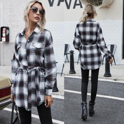 China Anti-pilling Long Sleeve Nets Loose Shirts For Women Tops Plaid Office Fashion Clothes for sale