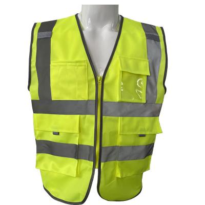 China High Visibility; ISO 20471 Fluorescent Class 2 EN 100% Polyester Fluorescent Reflective Safety Vests With Pockets for sale