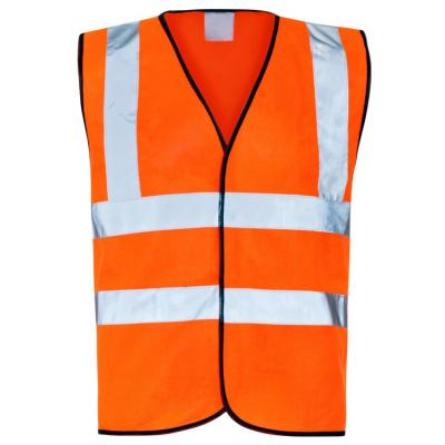 China High Visibility; Wholesale Fluorescent EN ISO 20471 100% Logo High Visibility Polyester Customized Class 2 Orange Safety Vests for sale