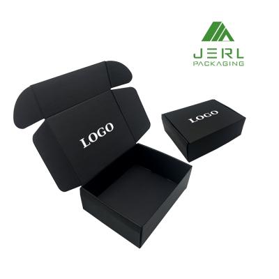 China Low MOQ Black Recyclable Mailing Clothes Carton Box Black Corruagted Box for sale