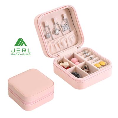 China Portable Luxury Leather Jewelry Storage Custom PU Jewelry Packaging Box For Travel Storage for sale