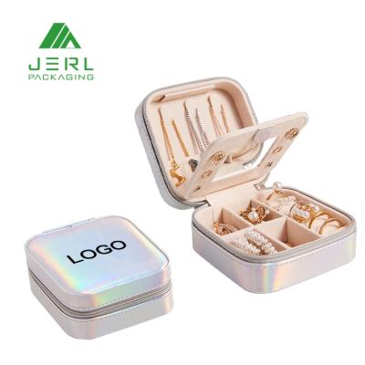 China Leather Holographic Necklace Ring Jewelery Jewelry Display Box Jewelry Disply PU Travel Small for sale