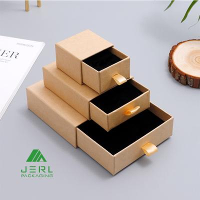 China Jewelry Customize Printing Logo Drawer Brown Jewelry Box Packaging for sale