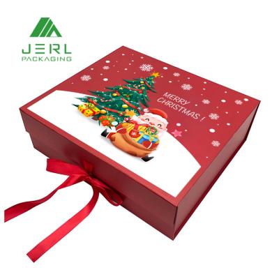 China Handmade Cardboard Paper Holiday Christmas Basket Packaging Christmas Eve Gift Boxes Christmas Box With Logo for sale