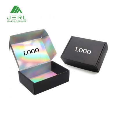 China Handmade Custom Logo Black Holographic Empty Eyelash Packaging Box for sale