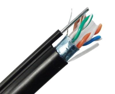 China cat5e cat6 utp ftp sftp 4 pairs outdoor CCA cable with messenger network cable steel LAN cable 4*2*0.56mmBC+1.2mmSteel for sale