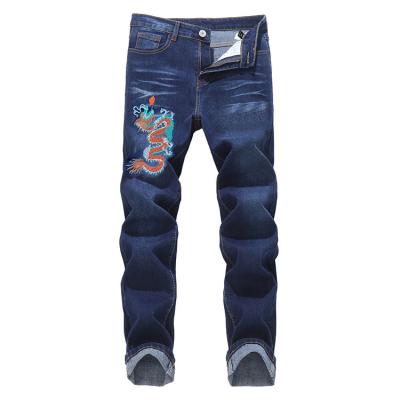 China Hot Selling Blue Appliqued Denim Breathable Jean Custom Mens Washed Factory Rate Mens Jeans for sale