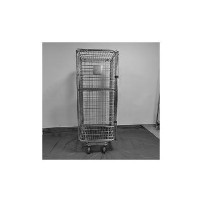 China Q345/Q235 Steel Mesh Roll Cage Stout Multi Duty 2 Doors Metal Trolley Warehouse Storage Storage Cage for sale