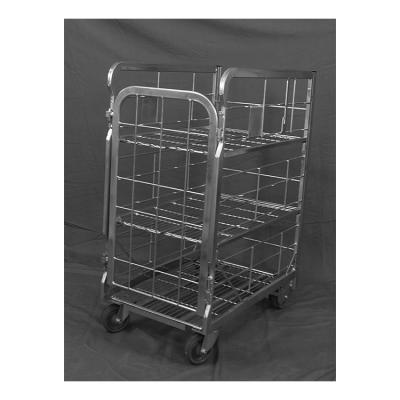 China Q235 Steel Roll Trolley High Quality Extensive Steel Moving Cage Folded Steel 3 Sided Roll Cage Trolley for sale