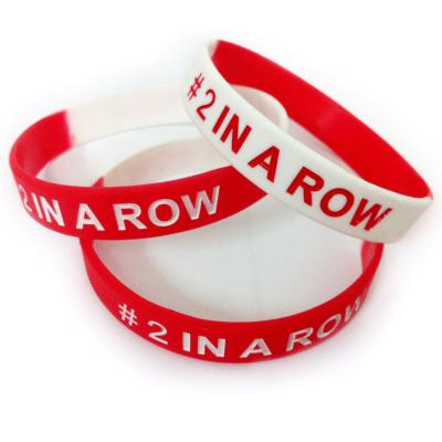 China Custom Printed Ink Injected Rubber Wristband Logo Silicone Wristband Custom Made Wrist Band for sale