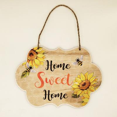 China Handwork Minimalist Wooden Decorative Hanging House Honeycomb List Sign Blank Wooden Sweet Home Wooden Signs for sale