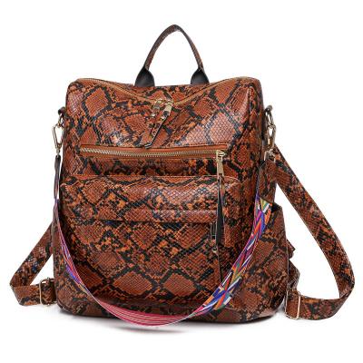 China Cross Fashion Serpentine Backpack RTS PU Women Shoulder Travel Handbag Backpack Waterproof Leather Cute Purse Bag RTS for sale