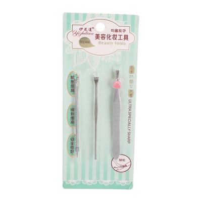 China Wholesale Yizhilian Eyebrow Acne Needle Ear Scoop Eyebrow Clip Makeup Tool Kit Eyebrow Tweezers Set for sale